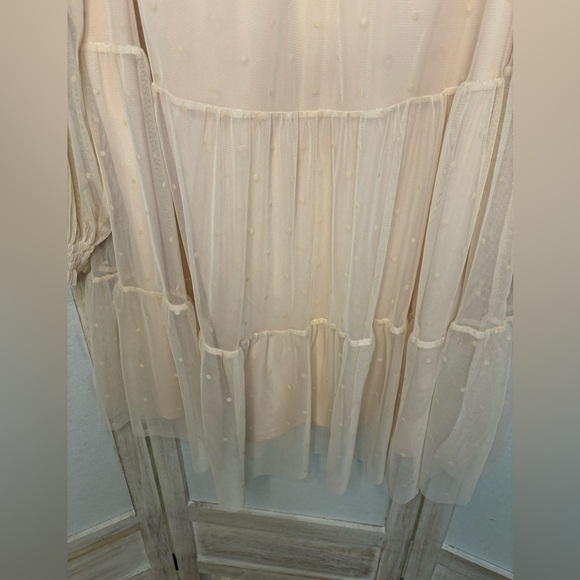 Blush Tulle Tiered Sheer Sleeve Babydoll Dress NWOT - Picture 16 of 16